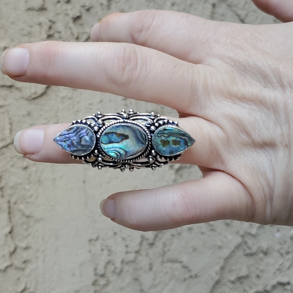 New Abalone Shell 925 Silver Statement Ring. - Picture 4 of 14